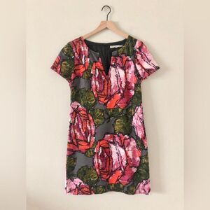 Trina Turk Cotton Silk Blend A-Line Dress in Pink Multi Floral - Size 8